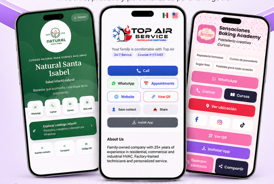 Tarjetas de presentación digitales reales diseñadas por CerteroWeb
